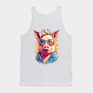 Cool Colourful Pig in Sunglasses Tank Top